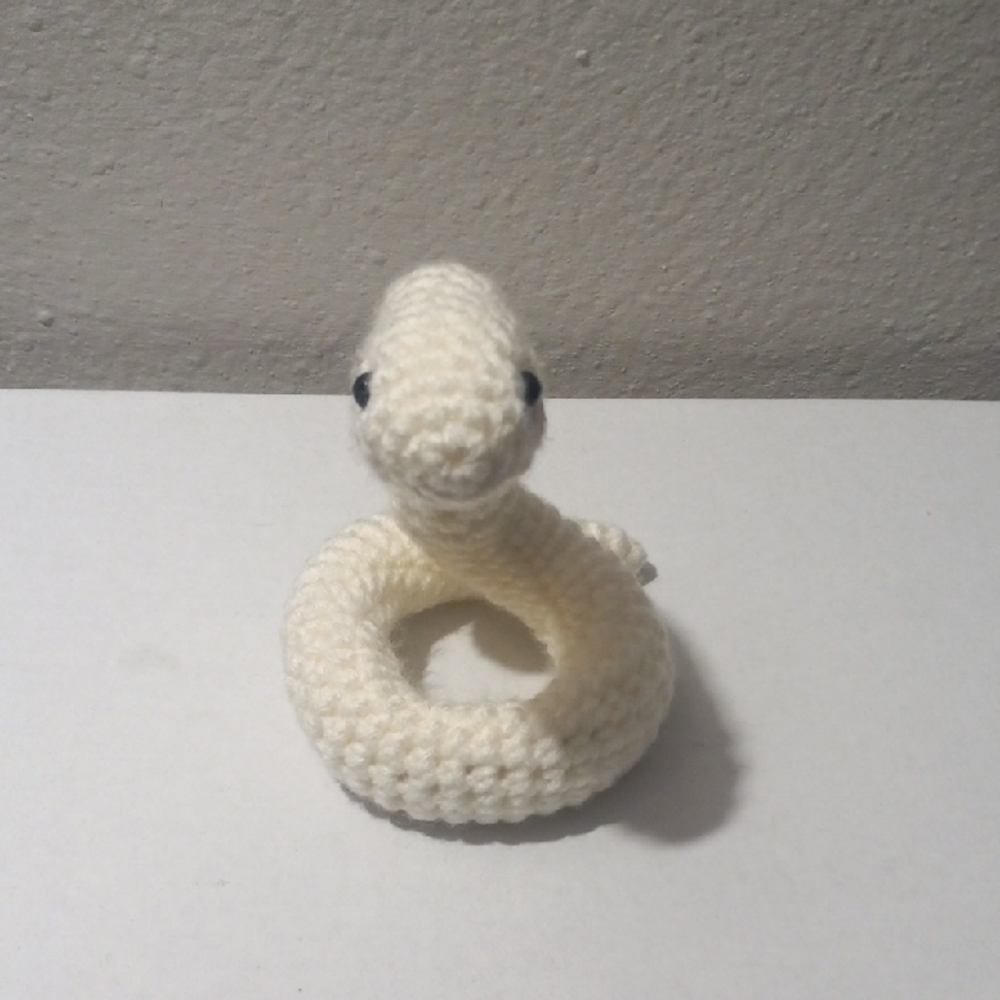White Ajustable Crochet Snake 14"